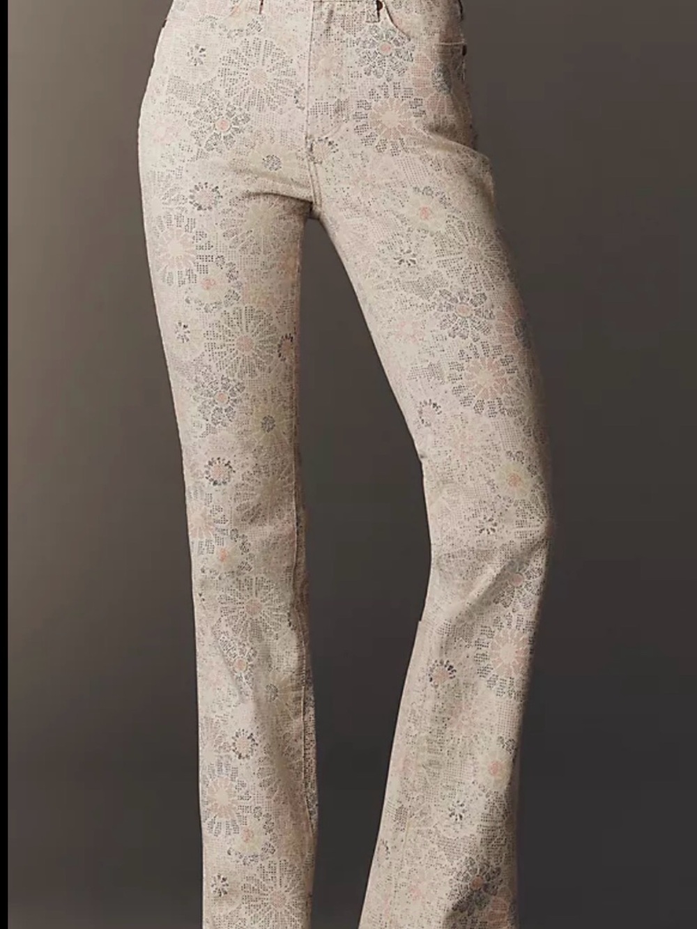 Wrangler Beige Floral Wide Leg Jeans